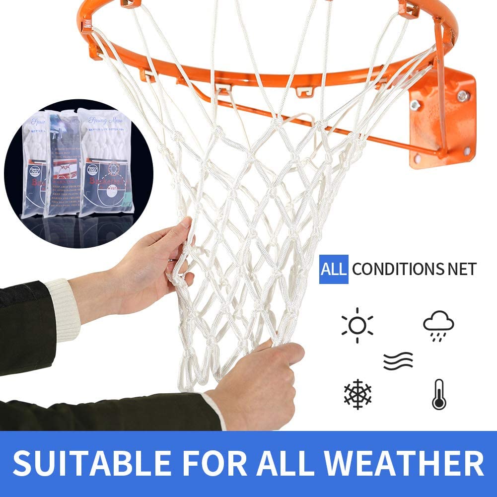 Spring Meow Basketball Net, Heavy Duty Basketball Net Replacement for Basketball Hoop, All Weather Fits Standard Indoor or Outdoor 12 Loops Rims 12 Loops